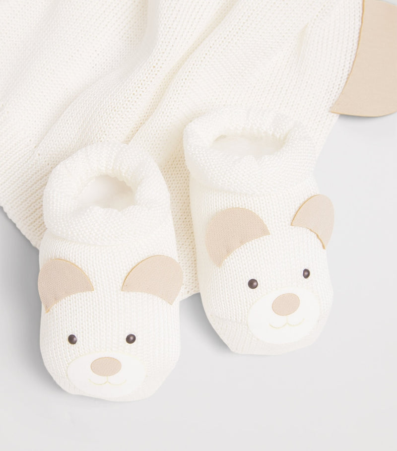 Story Loris baby socks and hat set with dog ear appliqués (British brand)