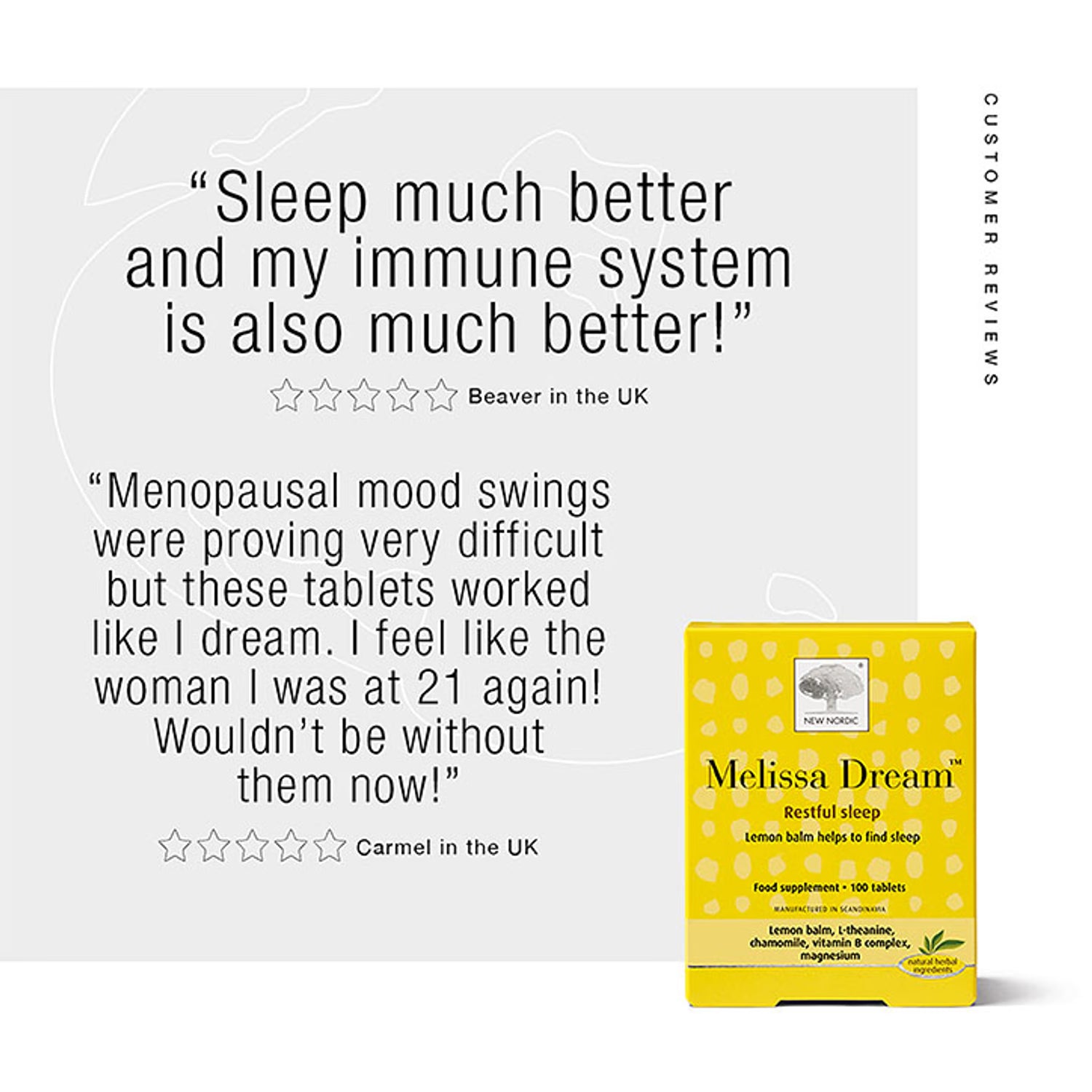 New Nordic Melissa Dream tablets 100 count, imported from the UK