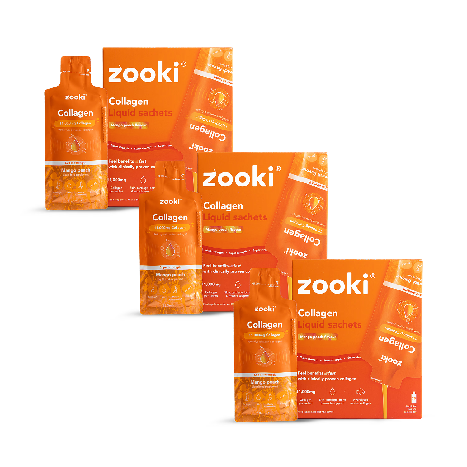 Zooki marine collagen supplement Mango Peach 90 sachets - British product