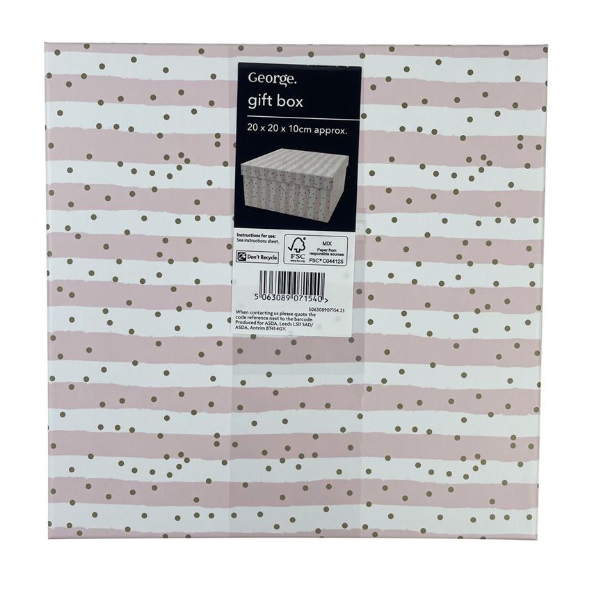 George Home Pink Stripe Medium Gift Box GOODS ASDA   