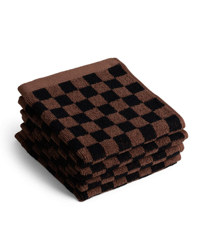 Harrods BAINA Organic Cotton Check Quill Face Cloths Set of 4 30cm x 30cm- Buy online at McGrocer