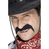 Smiffys cowboy fake moustache black self-adhesive, imported from the UK