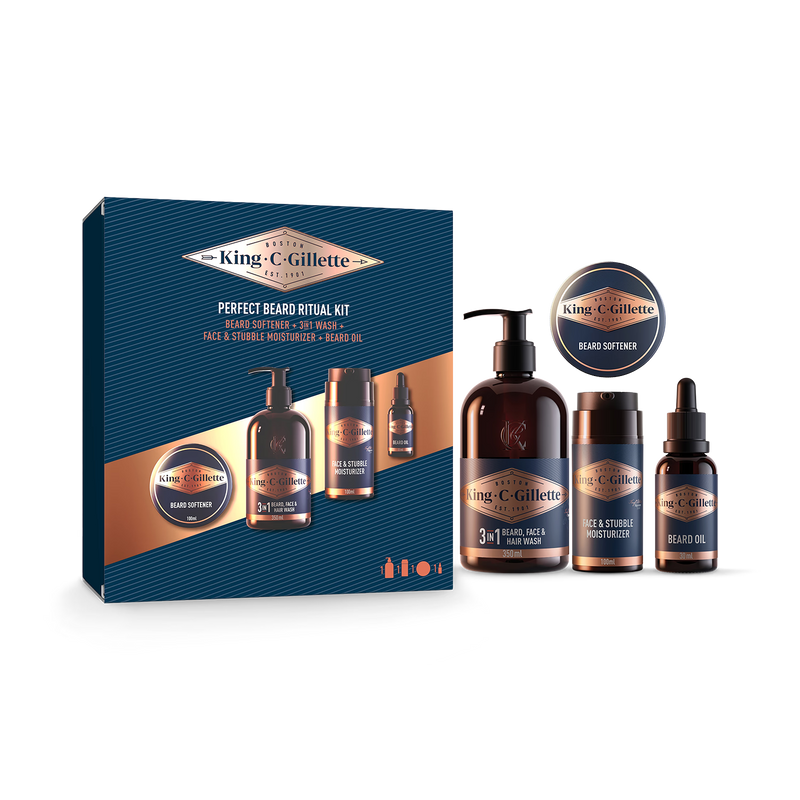 King C. Gillette Perfect Beard Ritual Kit gift set (British brand)