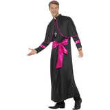 Smiffys Cardinal Costume black robe hat cross necklace, imported from the UK