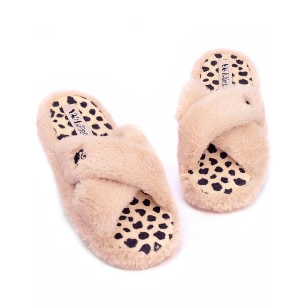 Barbie Womens Crossover Fluffy Slippers (3-4) GOODS Superdrug   