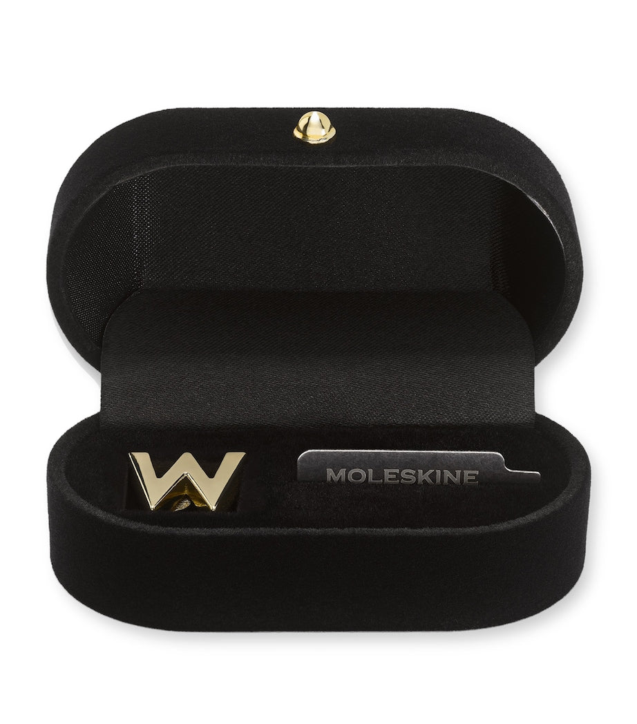 Moleskine gold-plated W notebook charm, imported from the UK