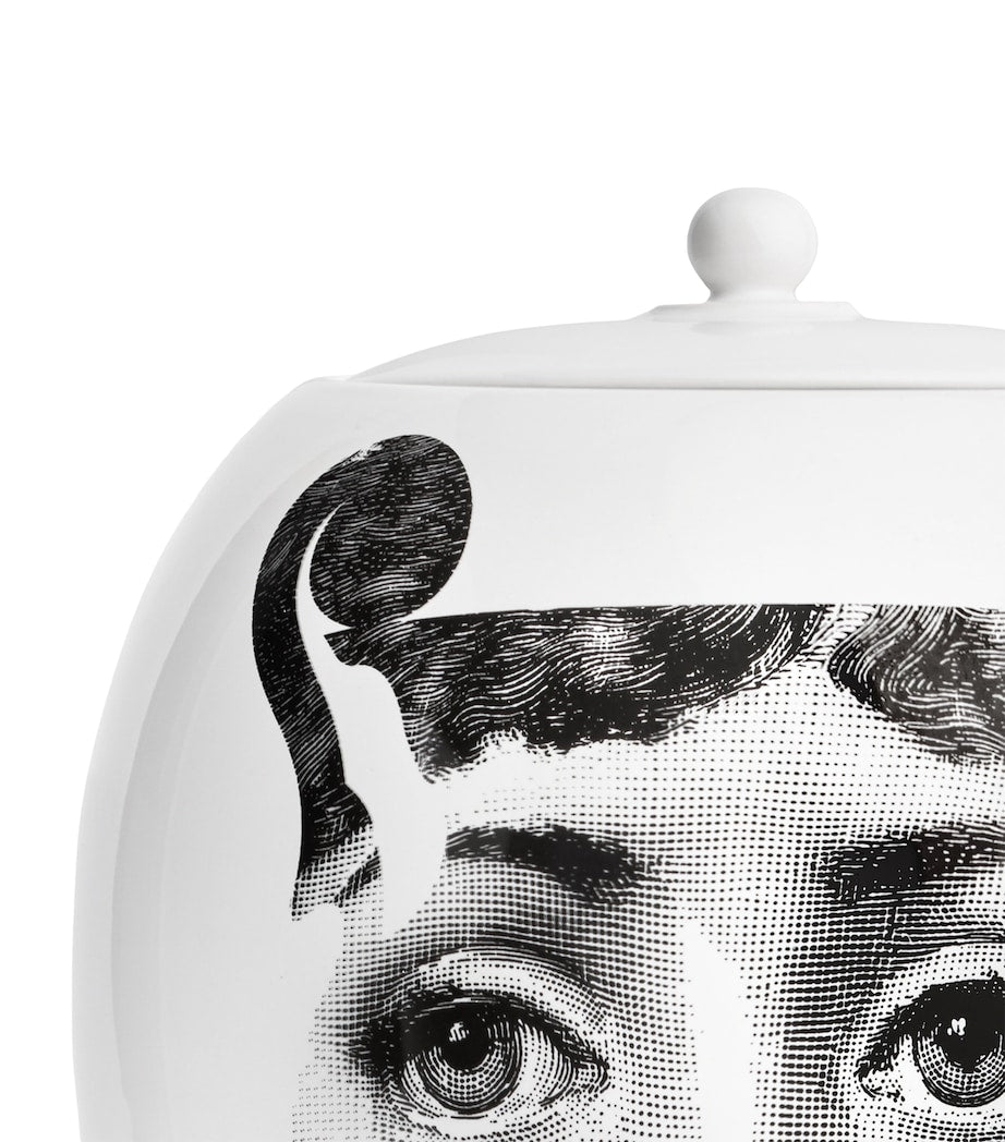 Fornasetti porcelain decorative vase with silhouette design, 30cm tall - British product
