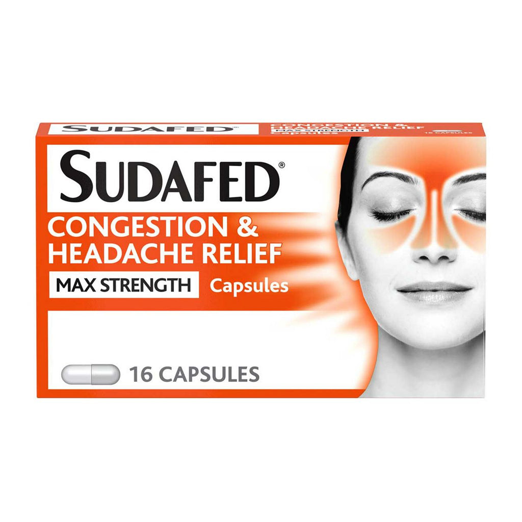 Sudafed Congestion & Headache Relief Max Strength - 16 Capsules