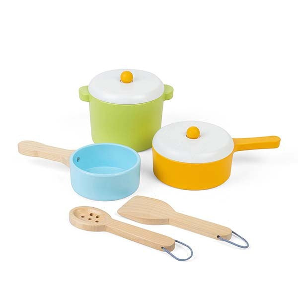 Bigjigs Toys Wooden Role Play Pots & Pans Set GOODS Superdrug   