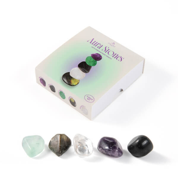 Myga Aura wellbeing stones pouch with ethically sourced crystals - British product