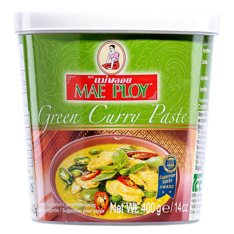 Mae Ploy Thai green curry paste, imported from the UK
