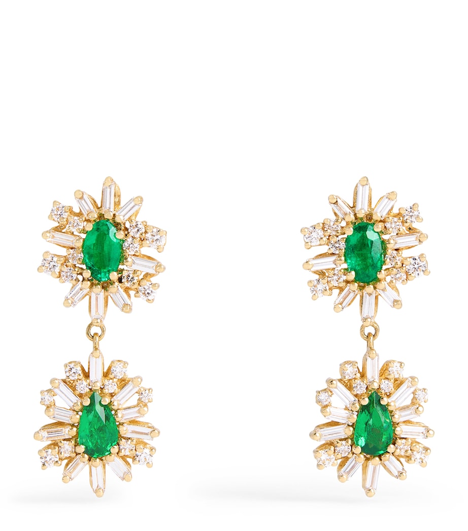 Suzanne Kalan diamond and emerald drop earrings UK version