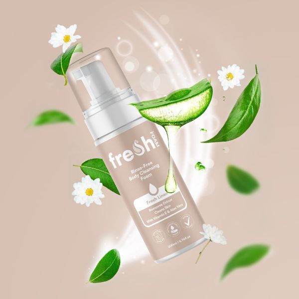 Freshwipes foaming body cleanser rinse-free 200ml, imported from the UK