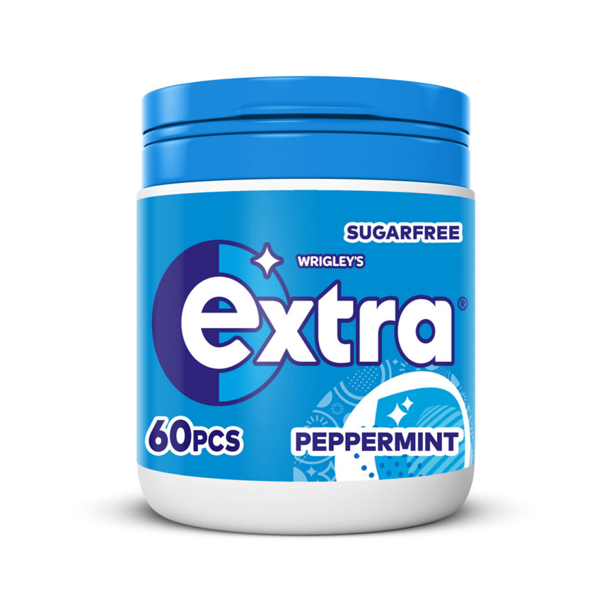 Wrigley's Extra Peppermint Chewing Gum Sugar Free Bottle 60 Pieces