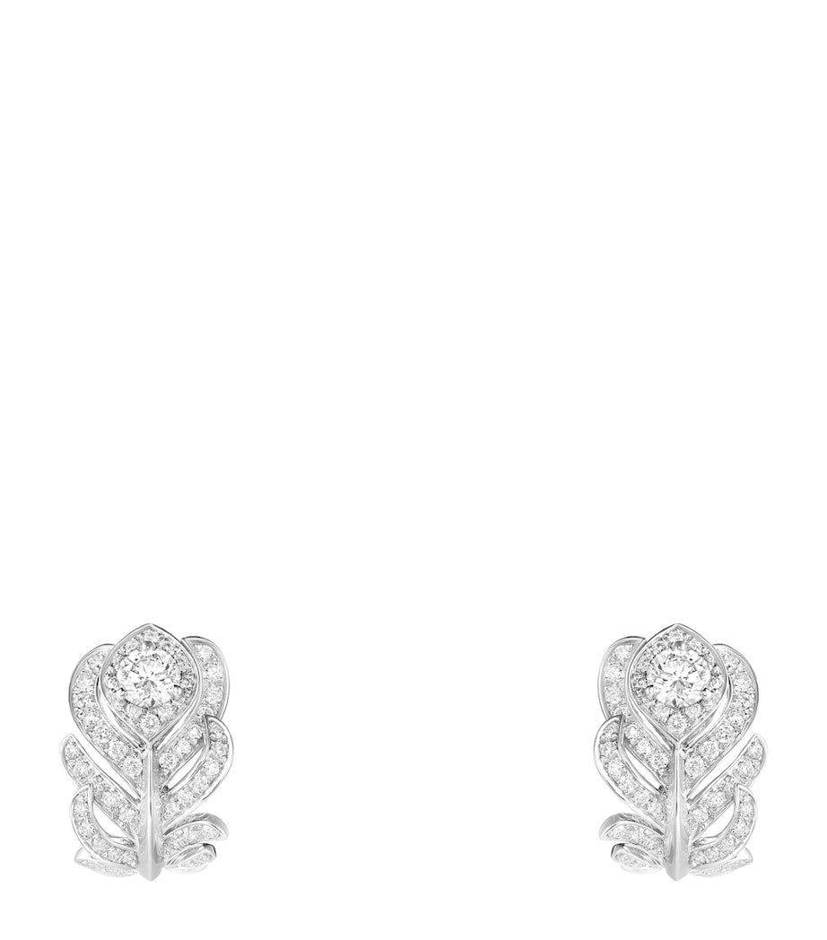 Boucheron Plume de Paon clip-on earrings in white gold with diamonds - British product
