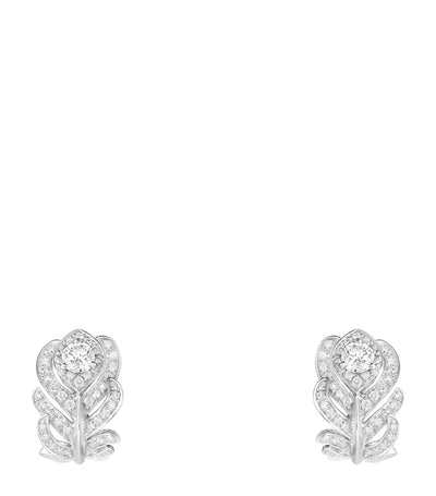Harrods Boucheron White Gold and Diamond Plume de Paon Clip-On Earrings- Buy online at McGrocer