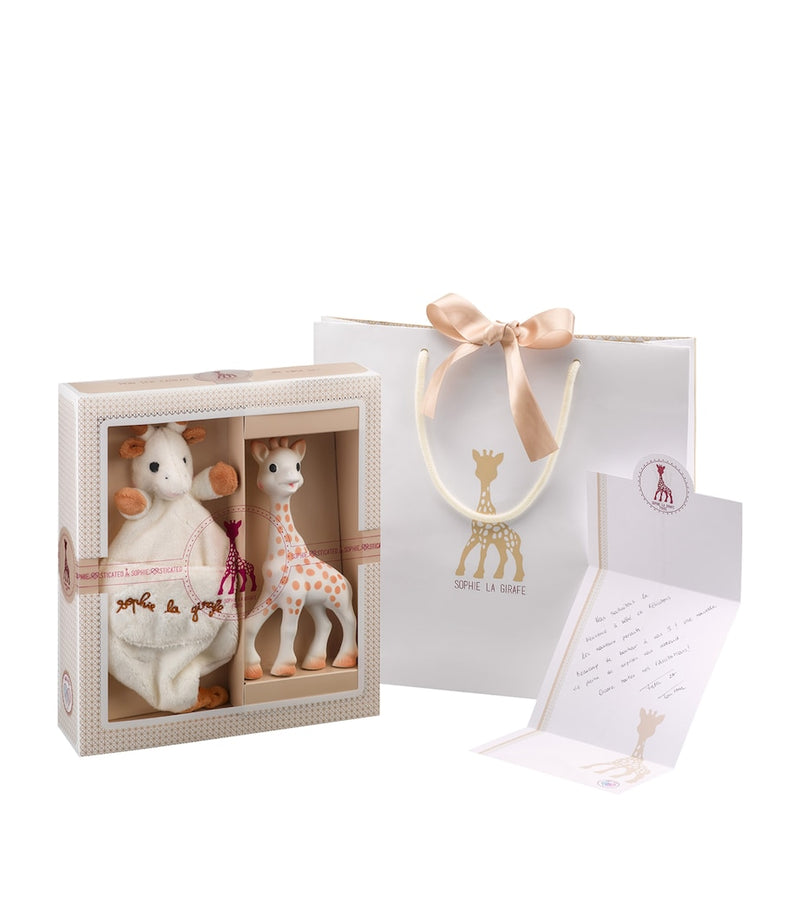 Sophie La Girafe comforter and teething toy set (British brand)