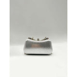 SVNX embellished fringe clutch bag in silver (British brand)