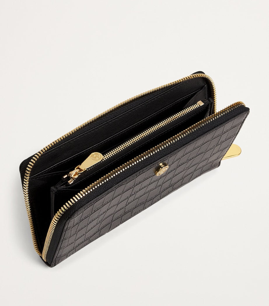 Harrods croc-embossed leather long wallet (British brand)