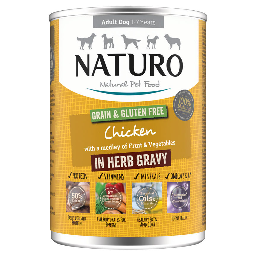 Naturo Natural Pet Food Chicken with Fruit & Vegetables in a Herb Gravy Adult Dog 1-7 Years Dog Food & Accessories ASDA   