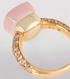 Pomellato Nudo ring with pink quartz and diamonds, UK version
