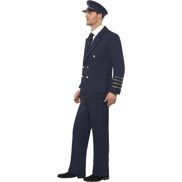 Smiffys Pilot Costume Navy Blue, imported from the UK