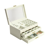 Livingandhome white PU leather jewellery organiser with drawers - British product