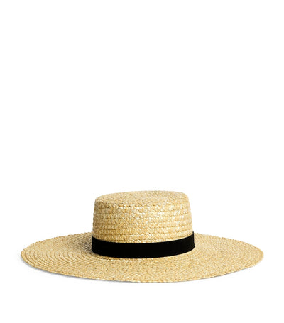 Harrods Lack Of Color Raffia Mira Boater Hat- Buy online at McGrocer