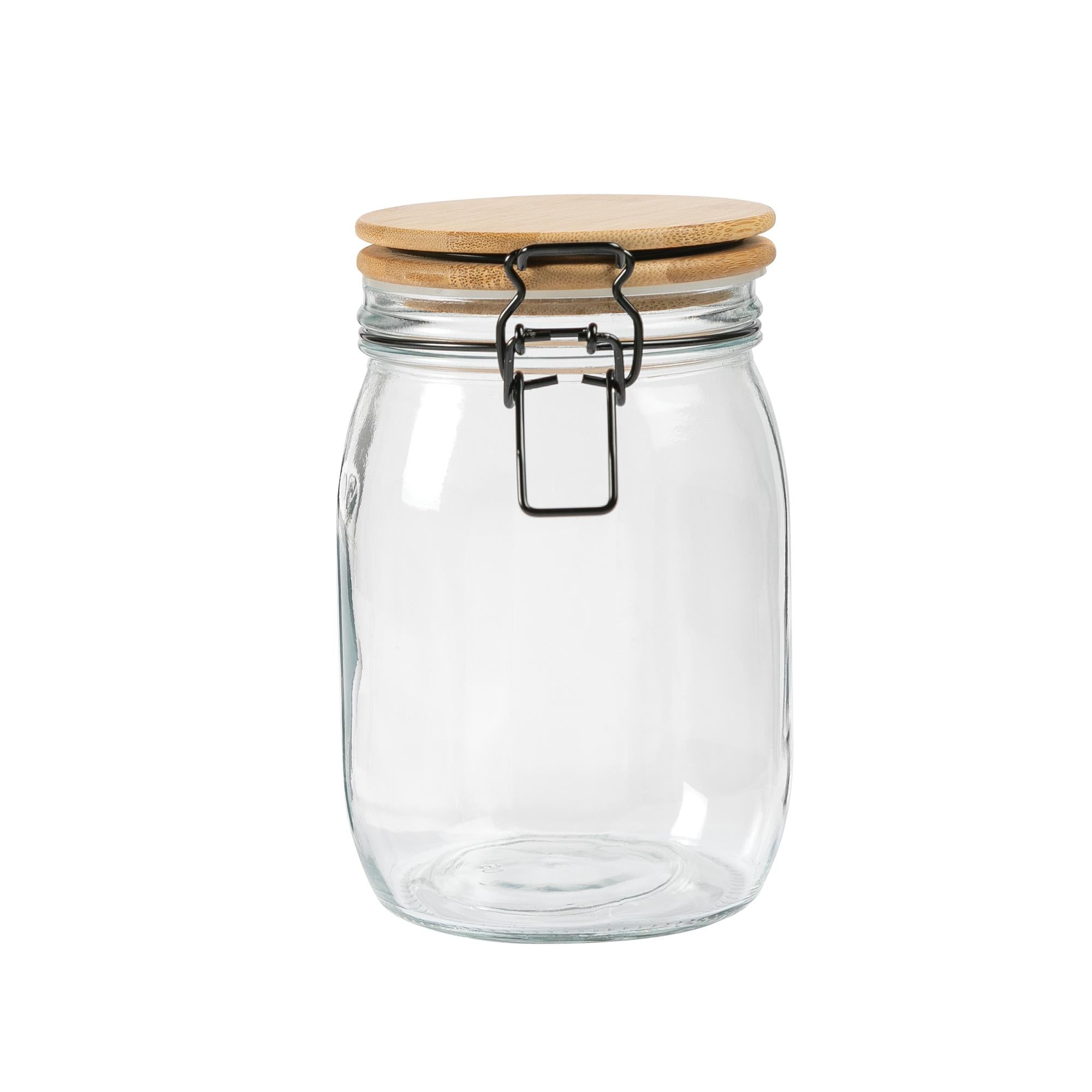 Habitat Glass Jar With Wooden Lid 950ml GOODS Sainsburys   