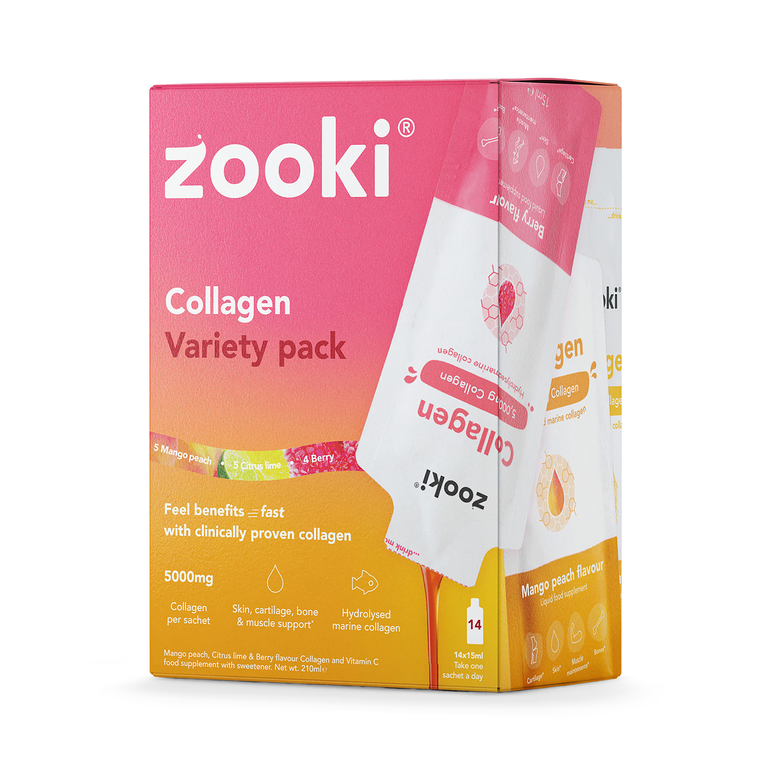 Zooki marine collagen variety pack 14 sachets, UK version