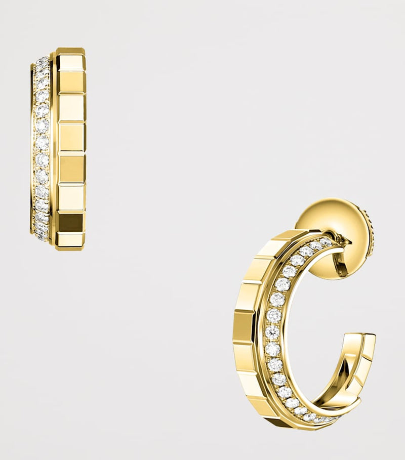 Chopard yellow gold diamond Ice Cube hoop earrings, imported from the UK