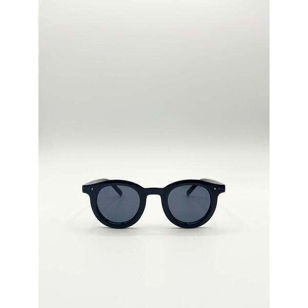 SVNX bold rounded sunglasses in black, imported from the UK