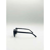 SVNX bold rounded sunglasses in black, imported from the UK