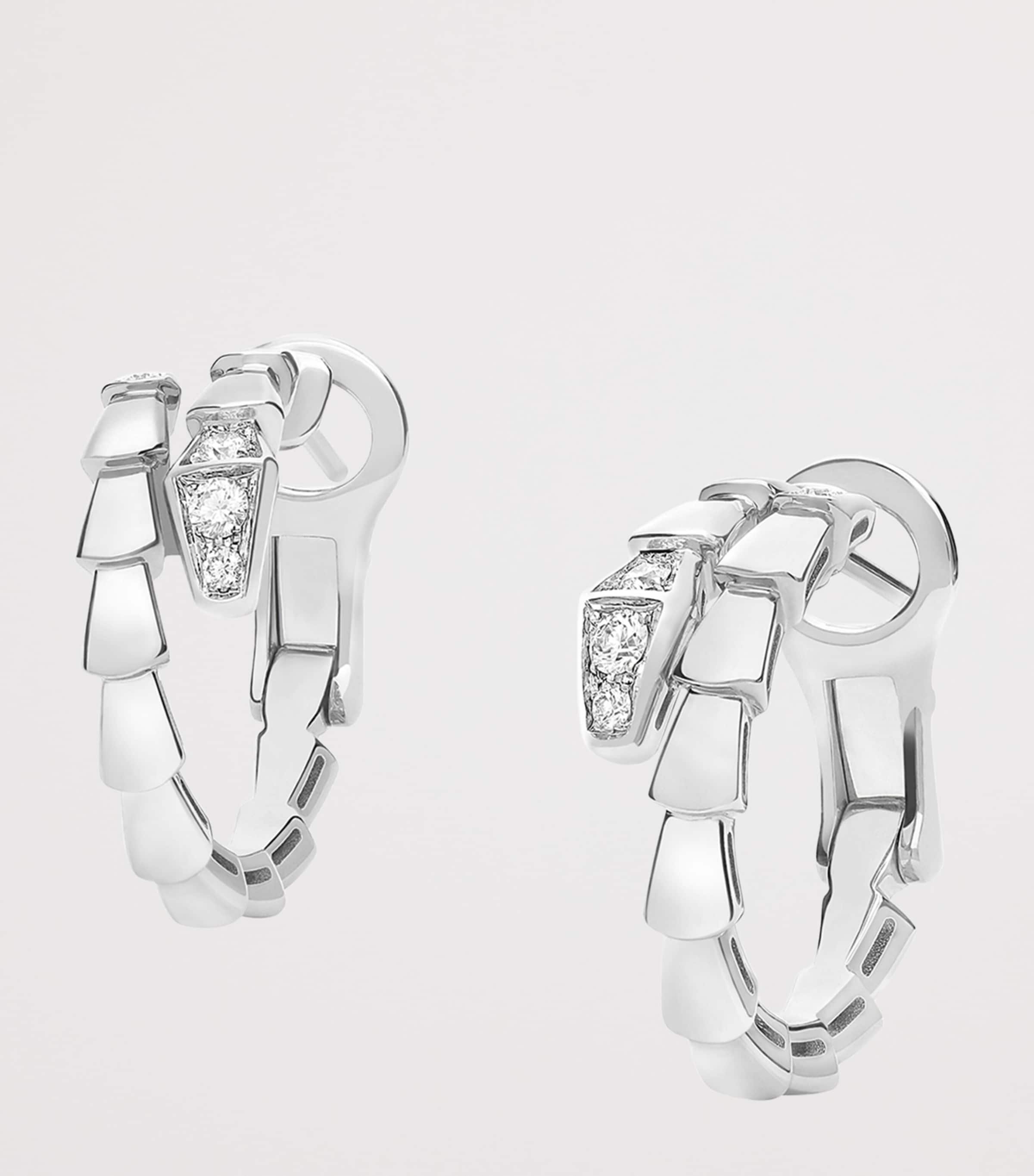 Bvlgari Serpenti Viper hoop earrings in white gold with diamonds, UK version