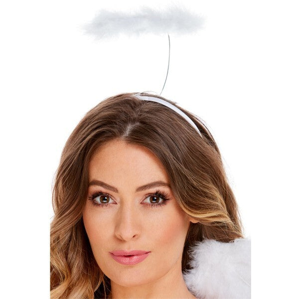 Smiffys angel halo white marabou - British product