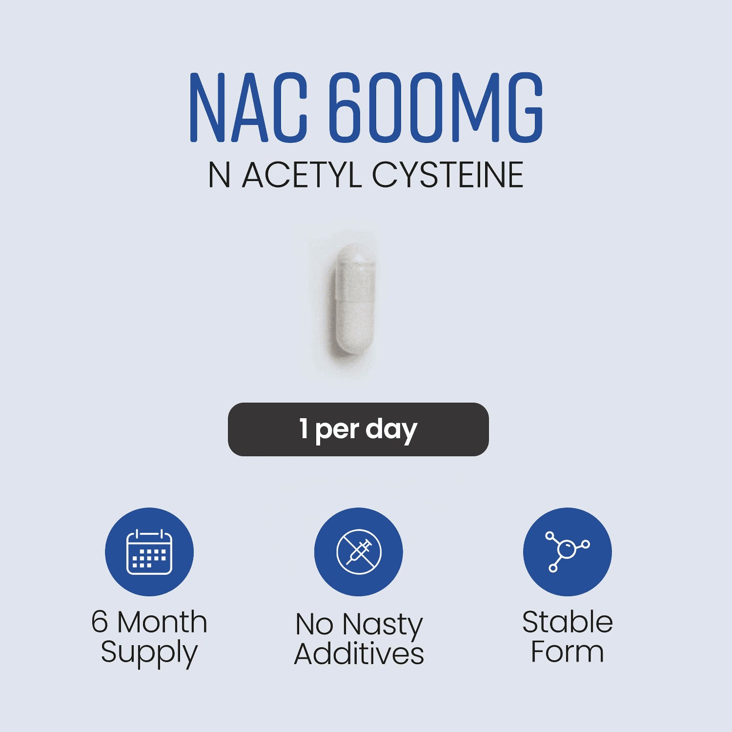 VitaBright NAC supplement 600mg 180 capsules (British brand)