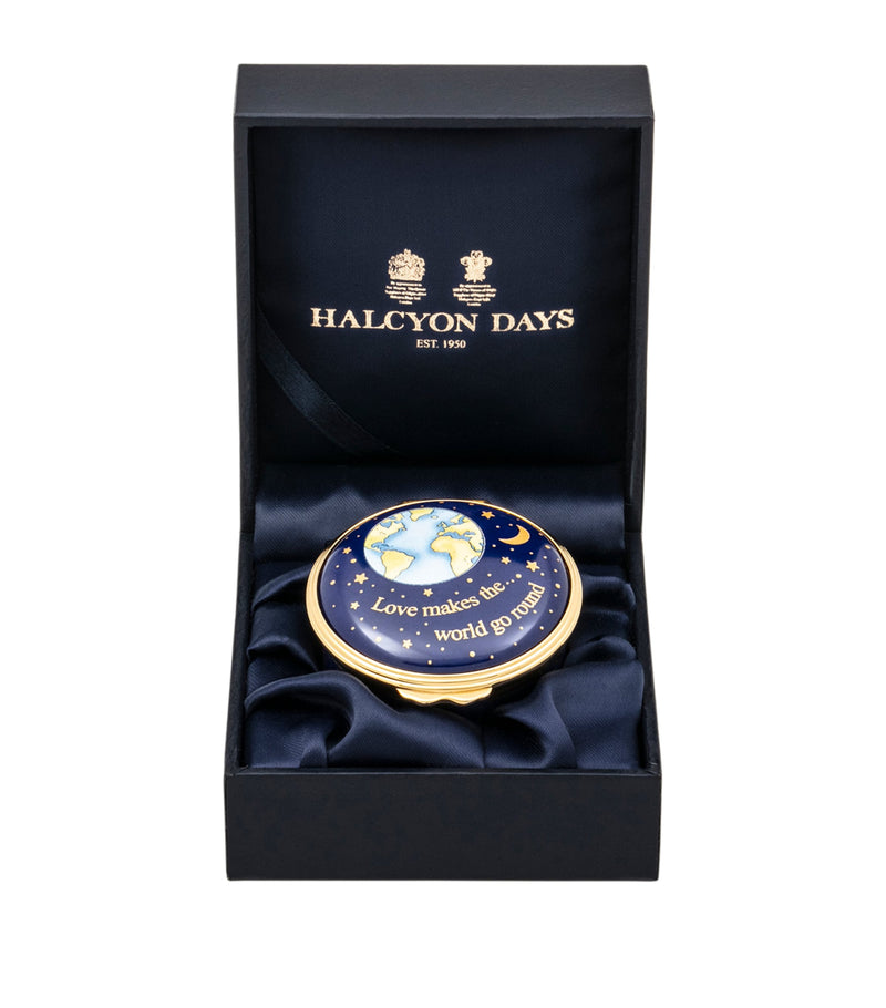 Halcyon Days love theme enamel box 4cm x 3cm, UK version