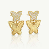 MUCHV butterfly drop earrings 18k gold (British brand)