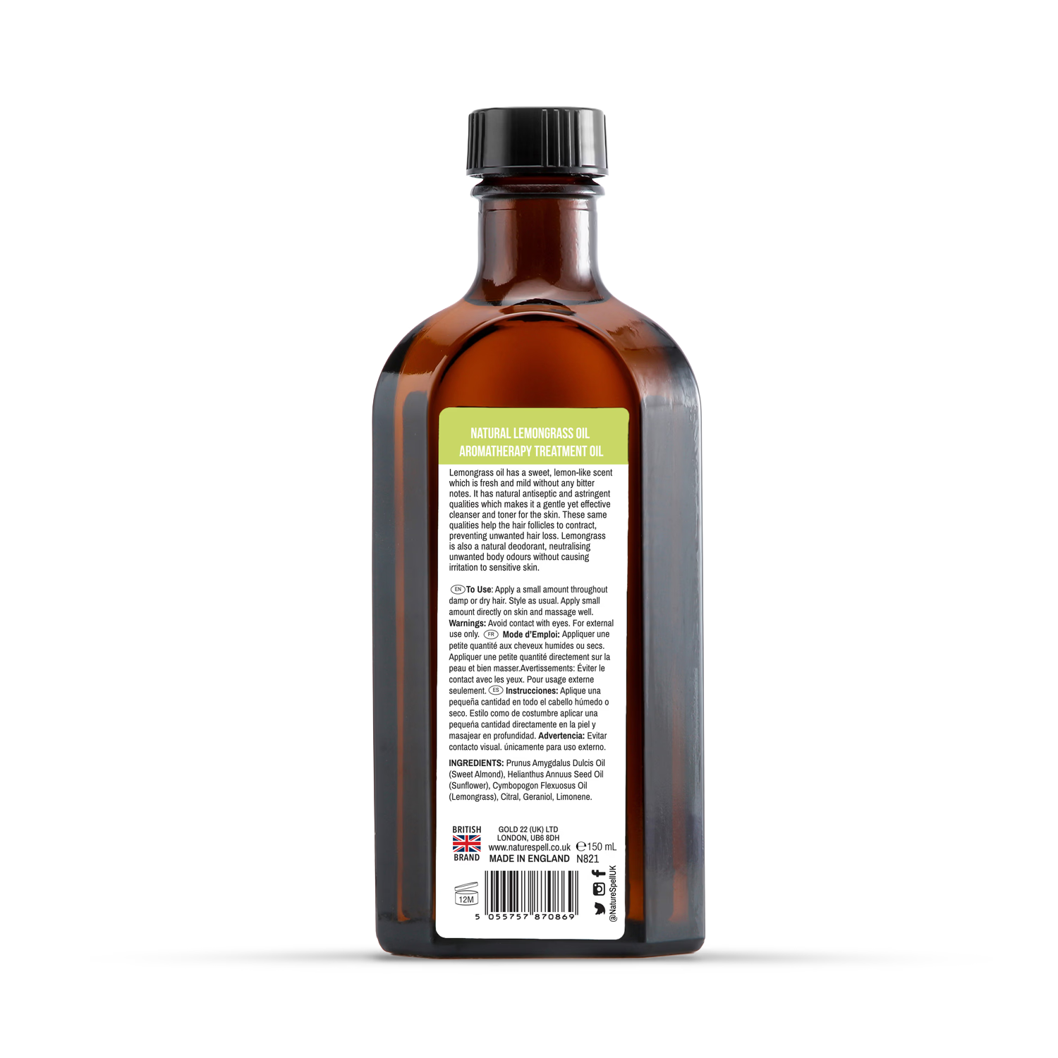 Nature Spell hair and body oil lemongrass 150ml, UK version
