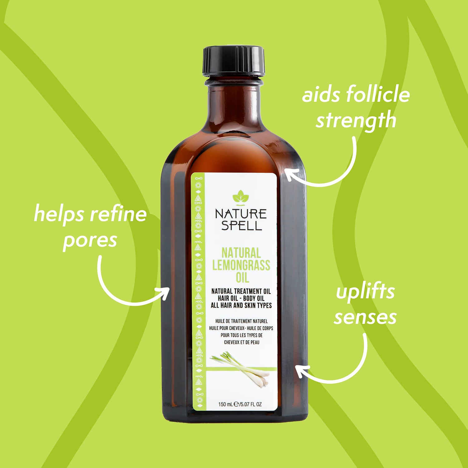 Nature Spell hair and body oil lemongrass 150ml, UK version
