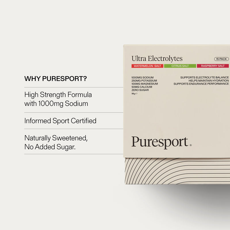 Puresport electrolyte drink watermelon 15 sachets (British brand)