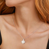 Livingandhome shell pendant necklace mother of pearl white silver - British product