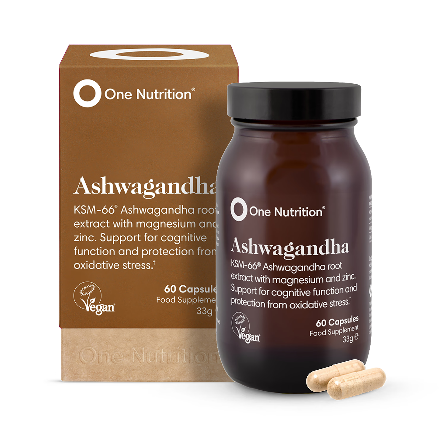 One Nutrition Ashwagandha supplement 60 capsules (British brand)
