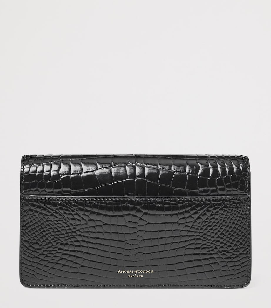 Aspinal of London Mayfair croc-embossed leather clutch bag - British product