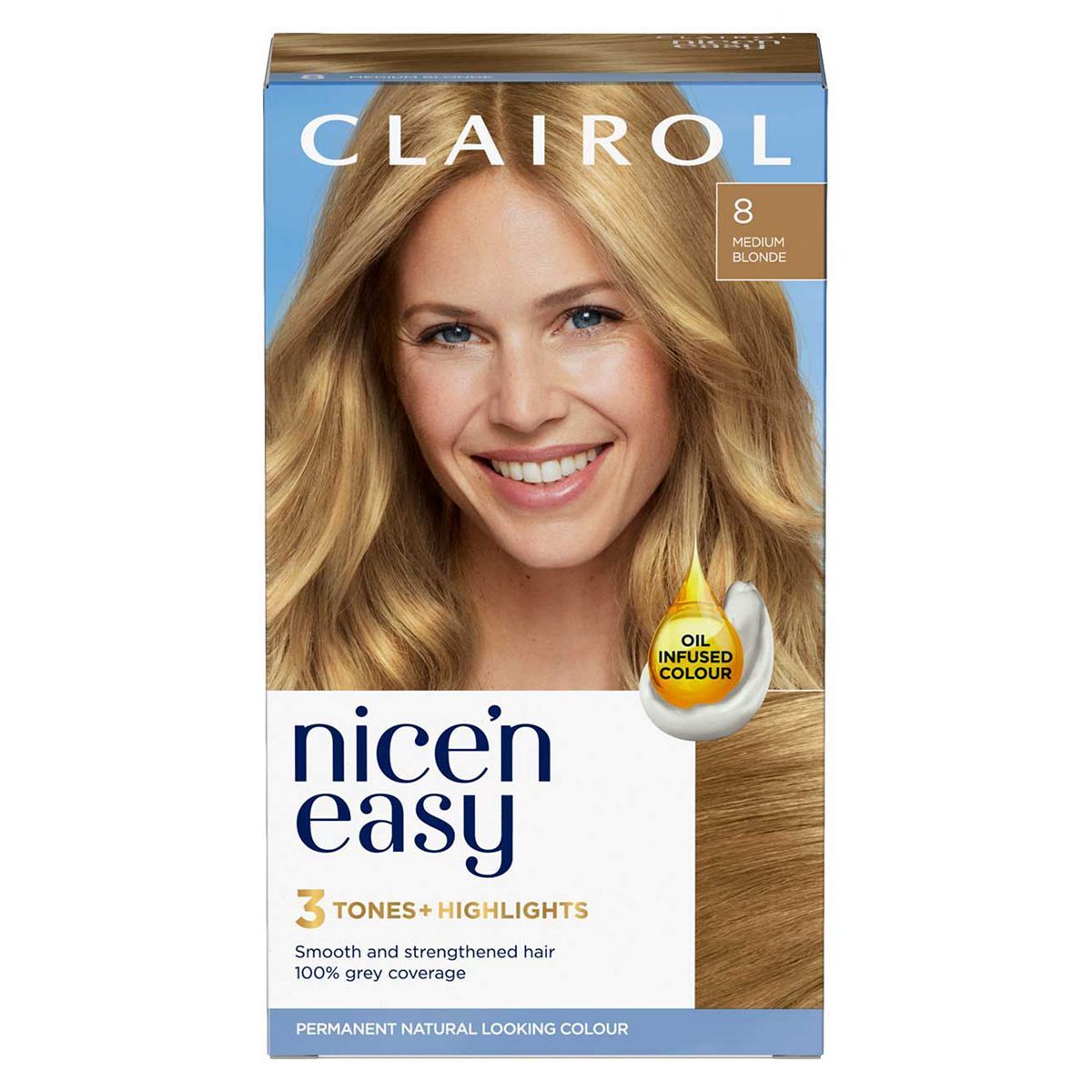 Clairol Nice'n Easy Crème Oil Infused Permanent Hair Dye 8 Medium Blonde 177ml GOODS Boots   