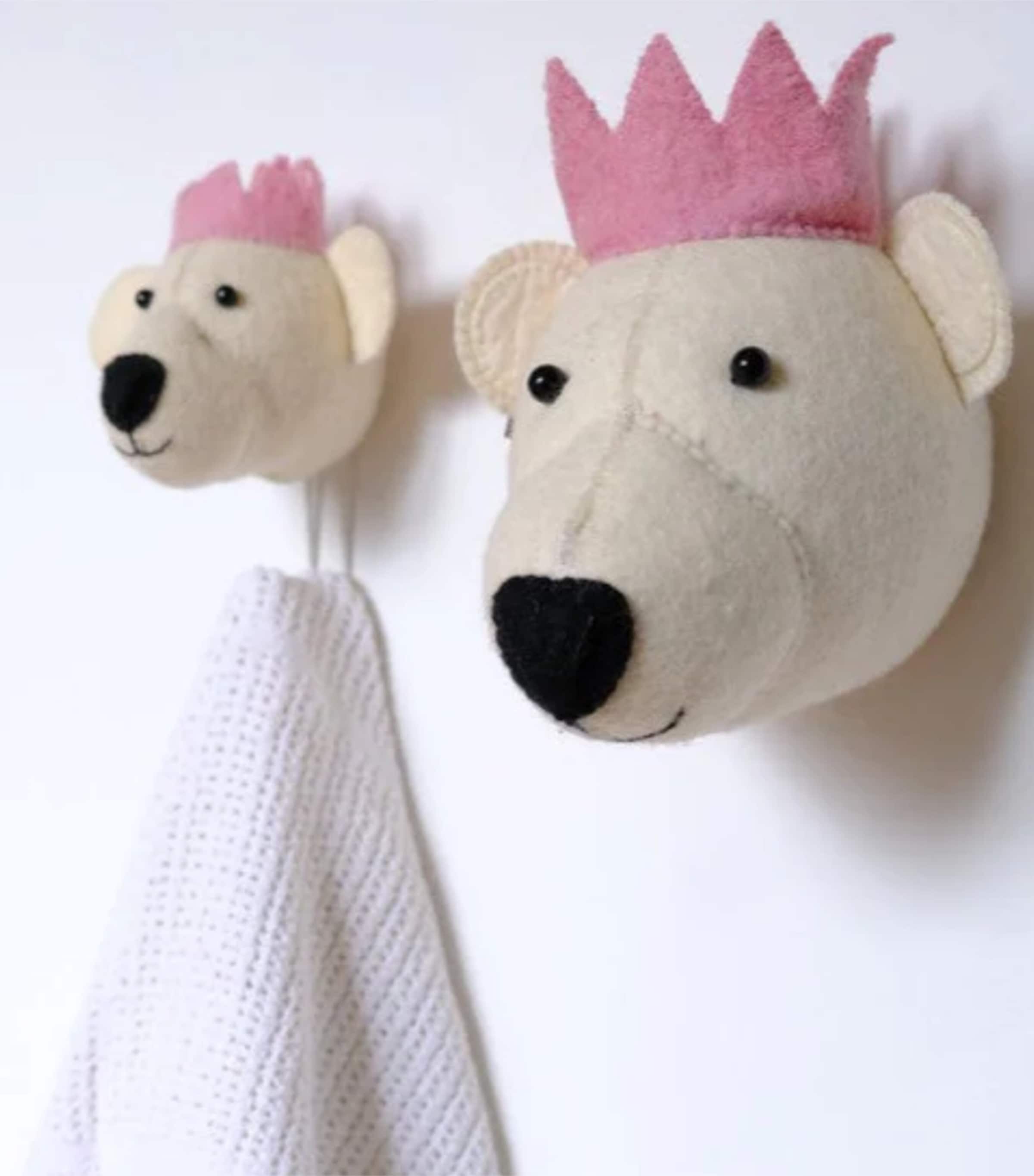 Fiona Walker mini organic wool polar bear head decoration 20cm - British product