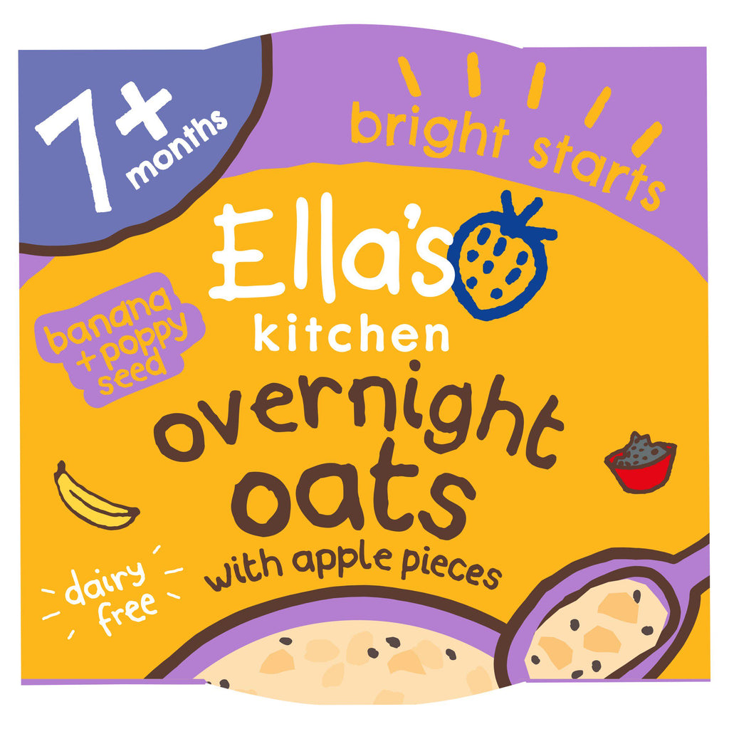 Ella's Kitchen Organic Dairy Free Banana & Poppy Seed Overnight Oats Baby Breakfast 7+ Months 130g