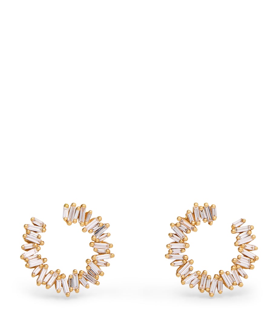 Suzanne Kalan yellow gold diamond hoop earrings, UK version