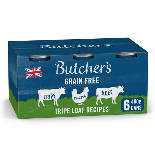 Butcher's Tripe Loaf Recipes Dog Food Tins 6x400g Dog food cans trays & pouches Sainsburys   