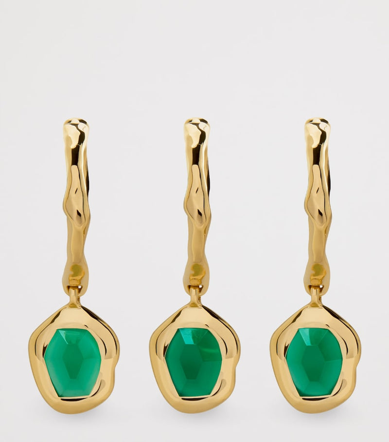 Monica Vinader gold vermeil green onyx huggie earrings (British brand)